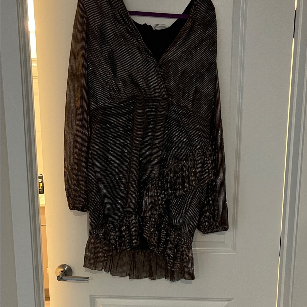 Showpo Shimmering Black Long Sleeve Dress